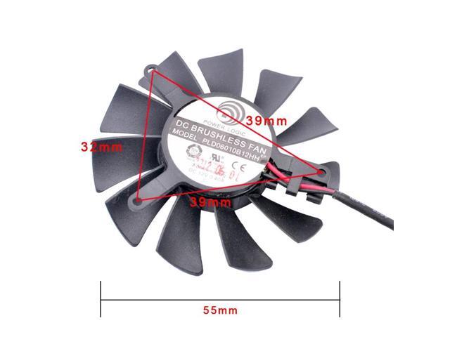 PLD06010B12HH 55mm diameter 39x39x32mm DC12V 0.40A 2 lines Double ball bearings Cooling fan for graphics card
