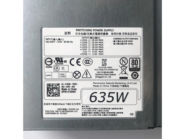635W For Dell T3600 T5600 Power Supply 1K45H 01K45H CN-01K45H DEL-D-0365ADU00-10