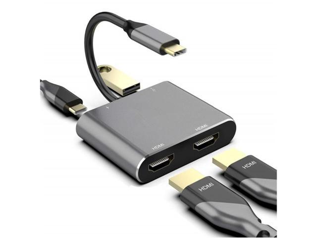 Type C To Dual HDMI-Compatible USB 3.0 PD Converter 4 In 1 USB C Dock Station Hub 4K Adapter Cable for Phone Macbook Laptop TV