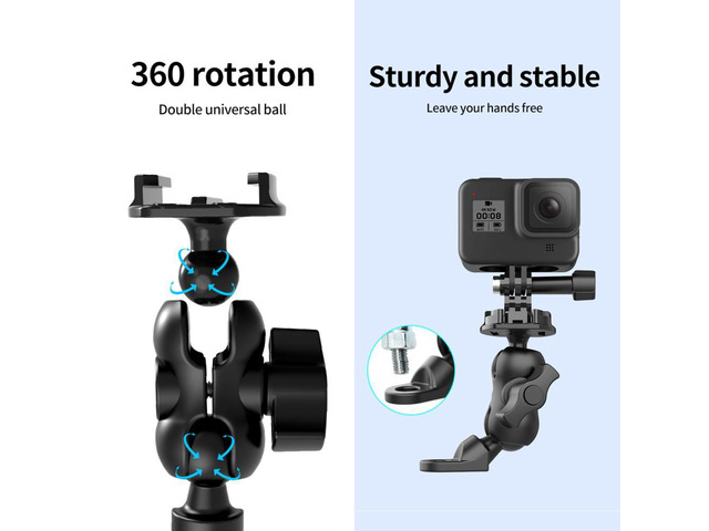 Rear-View Mirror Bracket 360 Rotation Quick Release for Gopro Hero 9 8 7 6 5 Action Camera Motorcycle Anti-Shake Mount