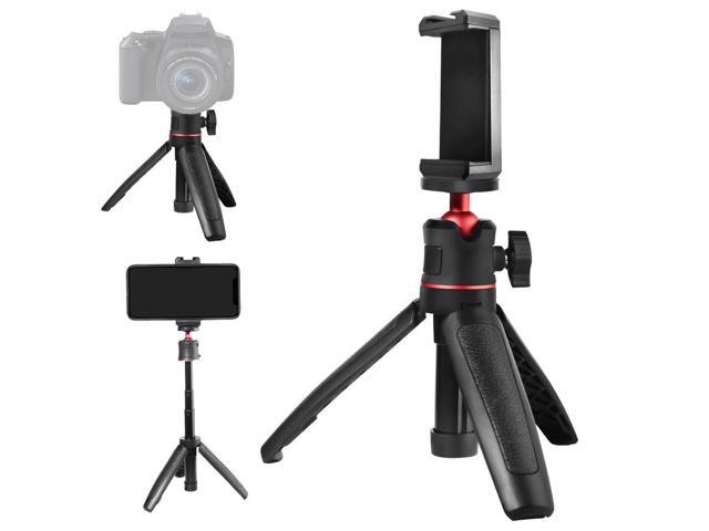 Mt-08 2 In 1 Mini Tripod Stand with Cold Shoe Mount + Phone Holder Extendable Selfie Stick for Smartphone/Camera/Video Light