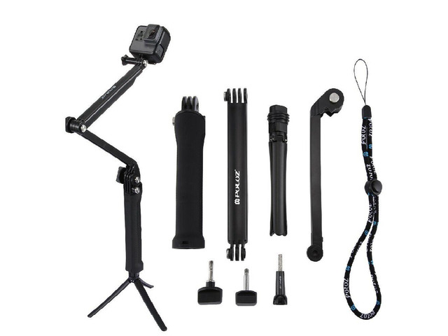PULUZ PU202 Handheld Monopod Selfie Stick 3-Way Grip Arm Tripod for GoPro Hero
