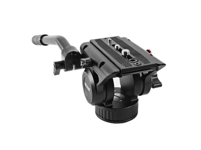 VH-105 Metal Hydraulic Tripod Head Camera Ball Head Base Plate with 1/4 and 3/8 Screws 360-Degree Panoramic Photography Tripod