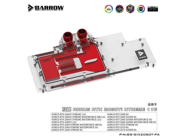 Barrow BS-GIX2080T-PA, LRC 2.0 Full Cover Graphics Card Water Cooling Blocks, for Gigabyte AORUS RTX2080Ti / 2080/2070