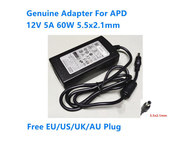 AC Adapter Charger For APD 12V 5A 60W 5.5x2.1mm DA-60N12 DA-60M12 LED Monitor Power Supply