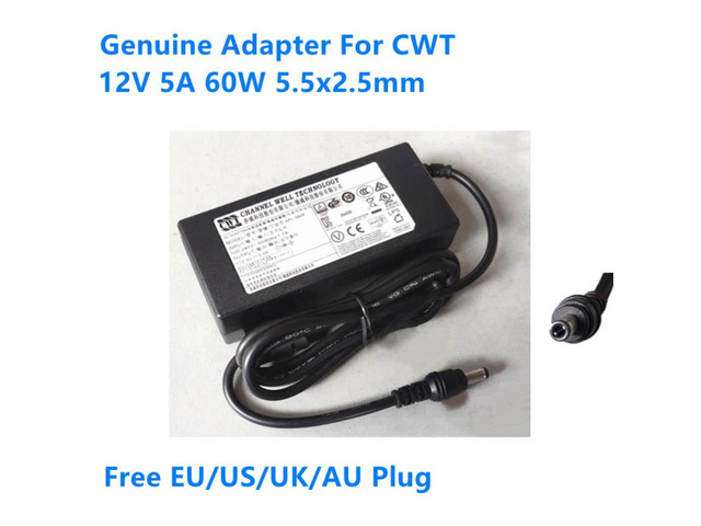 12V 5A 60W 5.5x2.5mm CWT KPL-060F KPL-060F-VI Power Supply AC Adapter For LCD Monitor Charger