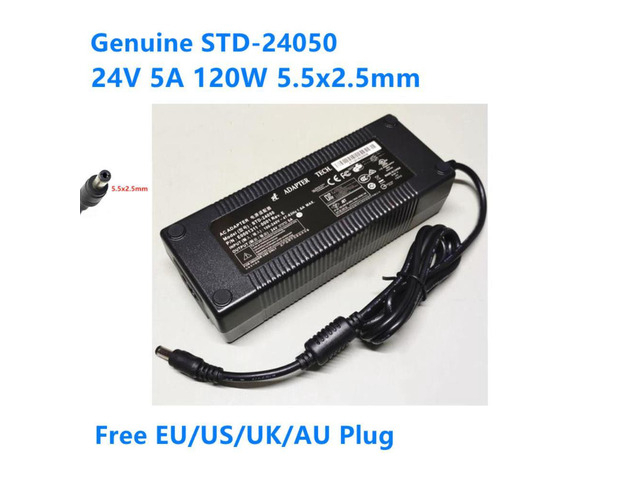 24V 5A 120W 5.5x2.5mm STD-24050 AC Adapter For TECH Power Supply Charger