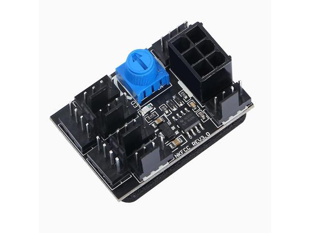 PWM 4 Pin Fan Controller Hub High-Power 8 Port 4Pin CPU Case Cooler Speed Splitter Adapter, Power by PCIe 6-Pin 12V Connector