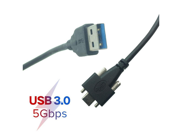 USB 3.0 A Male to USB 3.1 Type C with Screws Industrial Camera Lock Flat Panel Charging Cable 1m