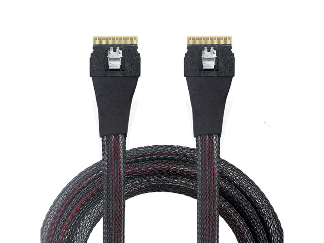 SAS 4.0 SFF-8654 8i 74pin Host PCI-E Slim Line Cable 50cm to SFF-8654 Slim SAS Target