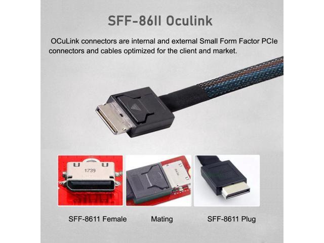 PCI-Express 4.0 Mini SAS HD SFF-8643 to Oculink SFF-8611 SFF-8612 PCBA Female Adapter With Bracket