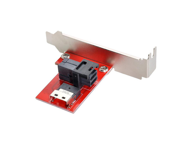 PCI-Express 4.0 Slimline SAS SFF-8654 to HD SFF-8643 PCBA Female Adapter With Bracket