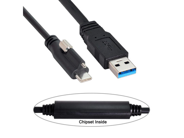 Type-C USB 3.1 Single Screw Locking to USB3.0 Data Cable Mount Type for Industrial Camera Recorder & Laptop PC & Disk 8m