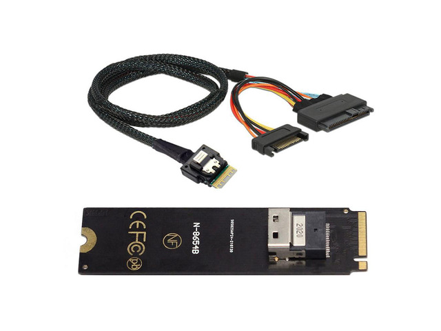NGFF M-Key NVME to SFF-8654 Slimline SAS Card Adapter and U.2 U2 SFF-8639 NVME PCIe SSD Cable for Mainboard SSD