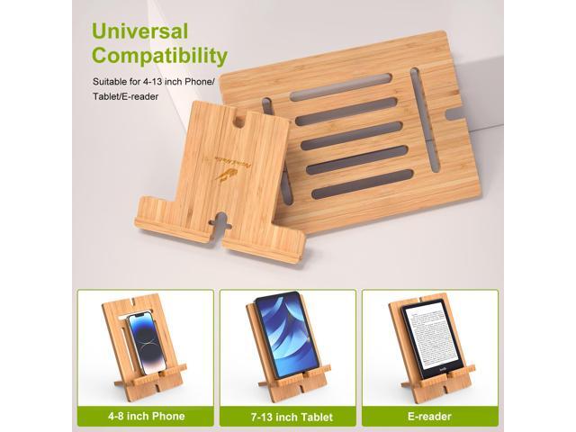 BambuMate 2 Pack Natural Bamboo Stand, Angle Adjustment Protable Holder Compatible with Tablet and Phone, Essential for Home & Trave
