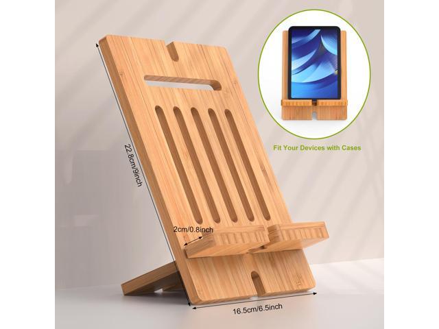 BambuMate 2 Pack Natural Bamboo Stand, Angle Adjustment Protable Holder Compatible with Tablet and Phone, Essential for Home & Trave
