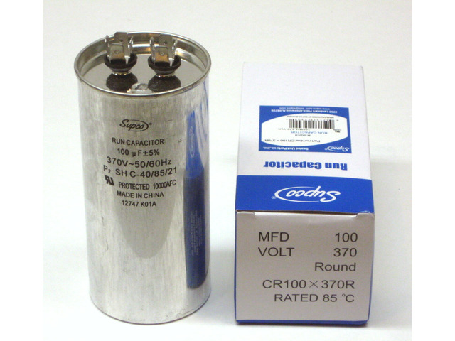Supco CR100X370R HVAC Motor Round Run Capacitor 100 MFD 370 Volts