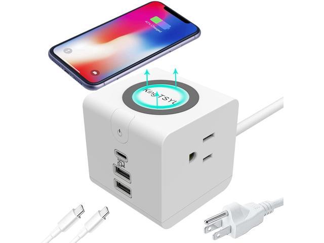 USB C Power Strip with PD 20W, Surge Protector with 15W Wireless Charger Power Delivery Fast Charging Station for Office Travel Home, 1 USB-PD Port...