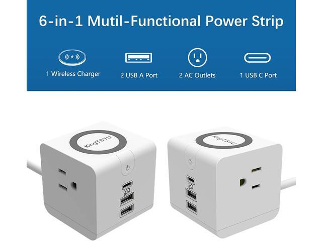 USB C Power Strip with PD 20W, Surge Protector with 15W Wireless Charger Power Delivery Fast Charging Station for Office Travel Home, 1 USB-PD Port...