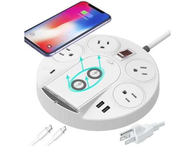 20W USB C PD Power Strip Surge Protector With Wireless Charger, High-Speed Power Delivery Charging For iPhone 13/12/iPad Desktop Home Office, 1 USB...