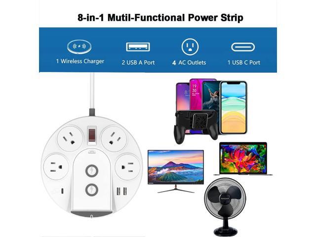 20W USB C PD Power Strip Surge Protector With Wireless Charger, High-Speed Power Delivery Charging For iPhone 13/12/iPad Desktop Home Office, 1 USB...
