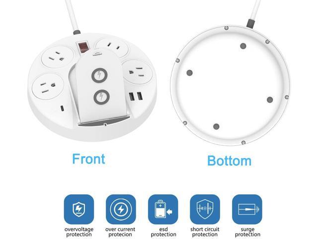 20W USB C PD Power Strip Surge Protector With Wireless Charger, High-Speed Power Delivery Charging For iPhone 13/12/iPad Desktop Home Office, 1 USB...