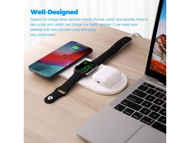 3 in 1 Wireless Charger Station Pad For Apple Watch AirPods Pro iPhone, Portable Charger Stand For Iphone 13/12/11 pro/XR/Xs Samsung Galaxy Qi...
