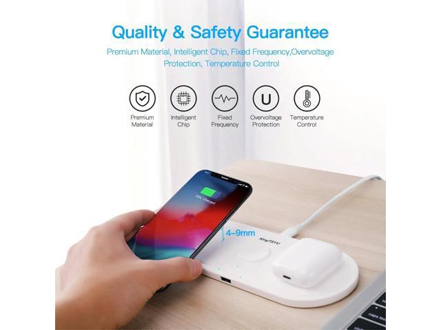 3 in 1 Wireless Charger Station Pad For Apple Watch AirPods Pro iPhone, Portable Charger Stand For Iphone 13/12/11 pro/XR/Xs Samsung Galaxy Qi...