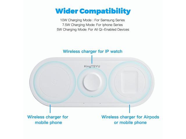 3 in 1 Wireless Charger Station Pad For Apple Watch AirPods Pro iPhone, Portable Charger Stand For Iphone 13/12/11 pro/XR/Xs Samsung Galaxy Qi...