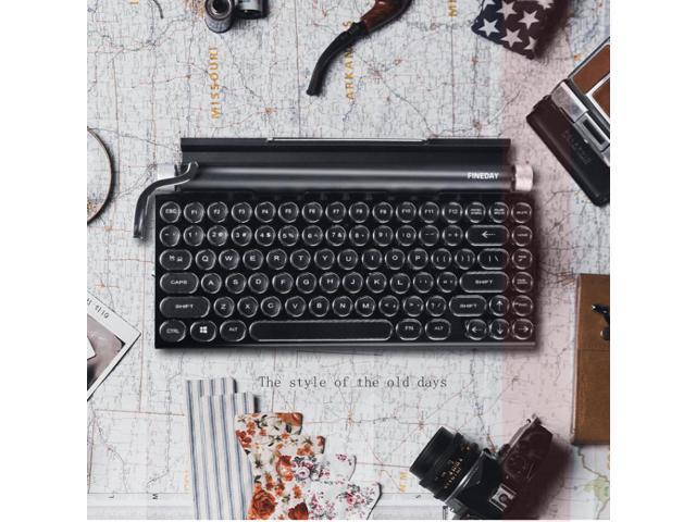 Gaming Mechanical Keyboard Colorful Mobile Phone Tablet MAC Bluetooth 5.0 Punk Keycap Dot Retro Typewriter Black