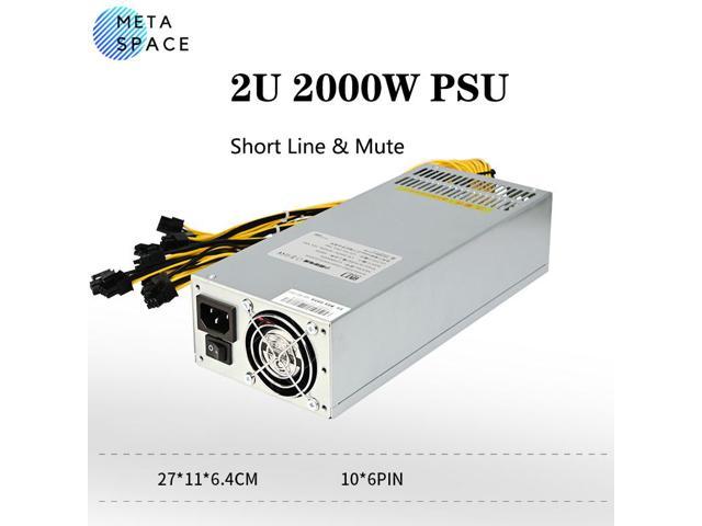Power Supply 2U 2000W Miner PSU Bitcion Power Supply 2000W Computing power 12V For ASIC Miner GPU Single-channel wind cooling Mute power supply.