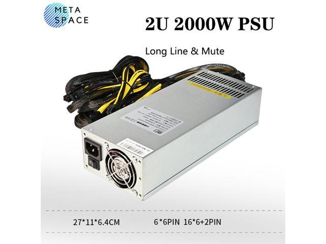 Power Supply 2U 2000W Miner PSU Long Cable line Bitcion Power Supply 2000W Computing power 12V For ASIC Miner GPU Single-channel wind cooling Mute.