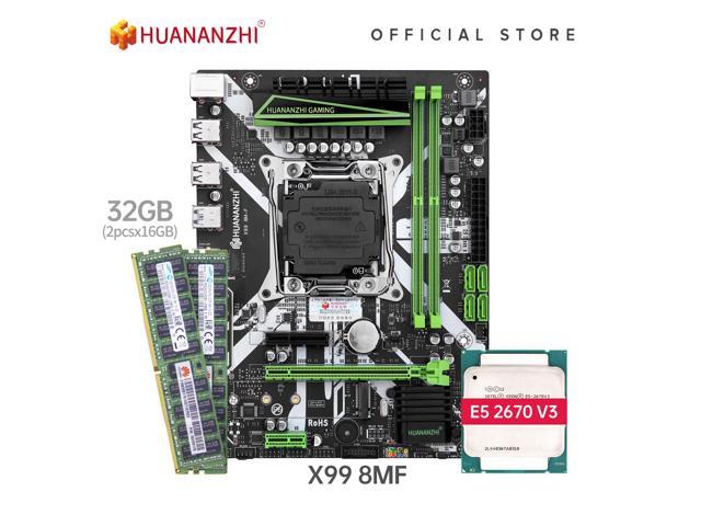 HUANANZHI X99 8M F X99 Motherboard with Intel XEON E5 2670 V3 with 2*16G DDR4 RECC memory combo kit set NVME USB3.0 Server