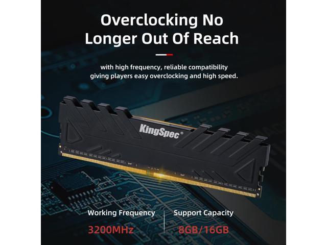 KingSpec DDR4 RAM 16GB Memory Module 3200 MHz 288-Pin UDIMM with Heatsink for Computer Desktop PC Memories Module Gaming