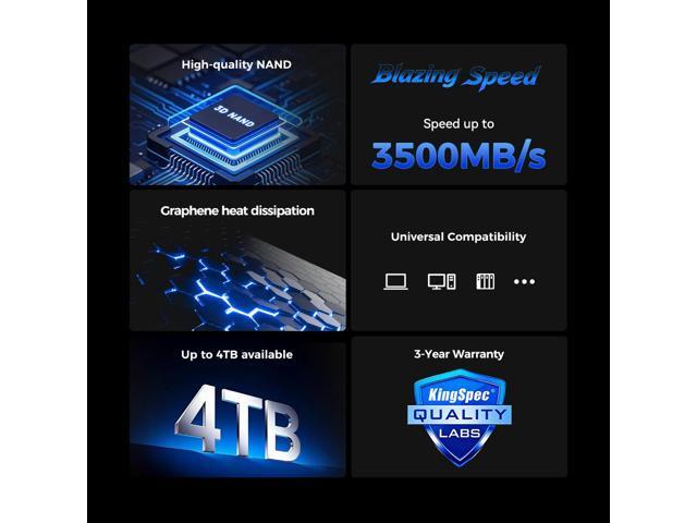 KingSpec M.2 2280 128GB PCIe Gen3 x4, NVMe 1.3 3D NAND Internal Solid State Drive (SSD), up to 3500MB/s