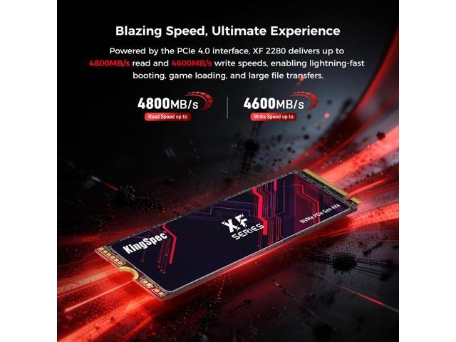 KingSpec M.2 2280 2TB PCIe Gen 4x4 with NVMe 1.4 3D NAND Laptop & Desktop Internal Solid State Drive NVMe SSD R/W up to 5,100/4,600 MB/s
