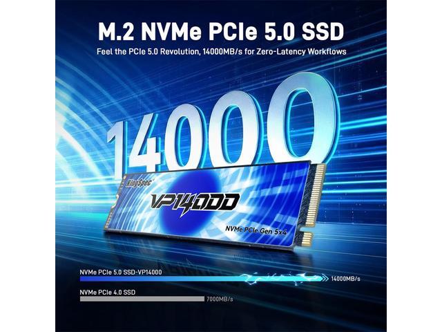 KingSpec VP14000 2TB PCIe 5.0x4 M.2 NVMe 2280 Gen5 SSD TLC NAND Internal Solid State Drive, Seq. Read Speeds Up to 14,782/12,914 MB/s, Best for AI...