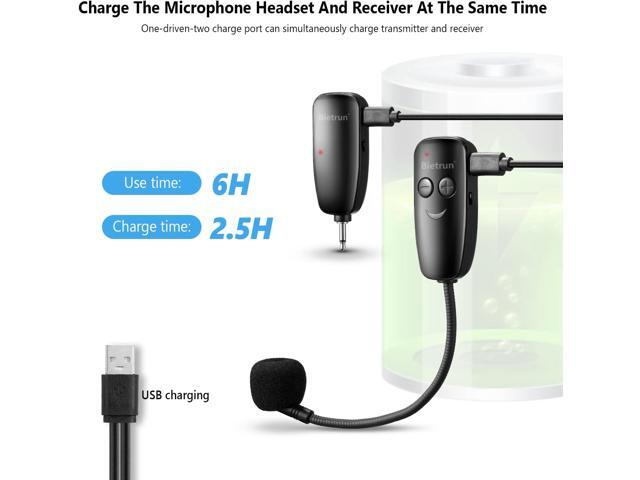 Bietrun Wireless Microphone Headset, UHF Wireless Headset Mic System, 160ft Range,1/8'' and 1/4'' Plug, for Speakers, Voice Amplifier, PA...