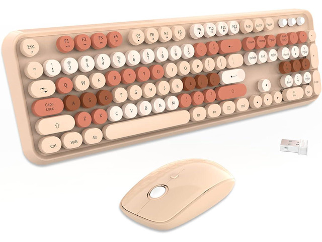 SADES V2020 Wireless Keyboard and Mouse Combo, Colorful Wireless Keyboard with Round Keycaps,2.4GHz Dropout-Free Connection,Long Battery Life,Cute...