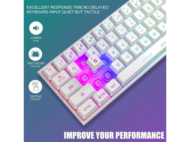 MageGee Mini 60% Gaming Keyboard, Upgrade RGB Backlit 61 Key Ultra-Compact Keyboard, TS91 Ergonomic Waterproof Mechanical Feeling Office Computer...