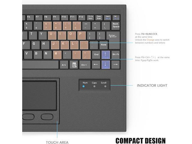 E-SDS Waterproof Industrial Keyboard with Touchpad Wired Compact Portable, Black