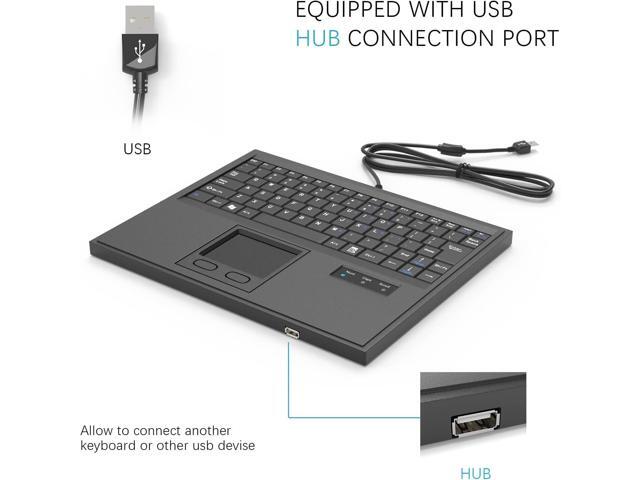 E-SDS Waterproof Industrial Keyboard with Touchpad Wired Compact Portable, Black