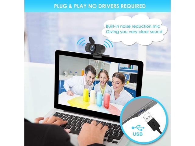 Webcam, HD Webcam 1080P with Privacy Shutter and Tripod Stand, Pro Streaming Web Camera with Microphone, Widescreen USB Computer Camera for PC Mac...