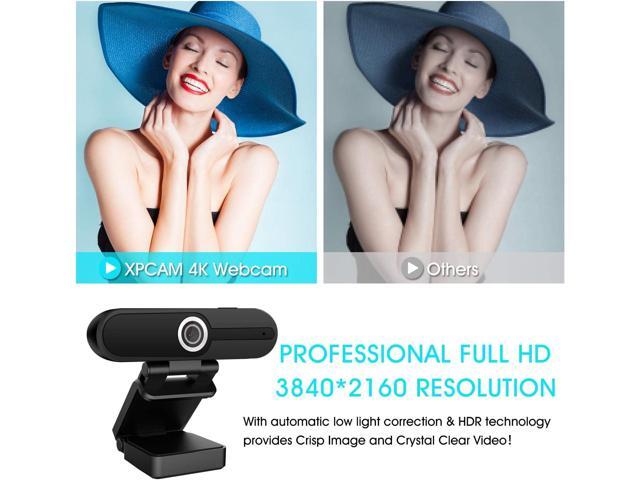 4K Webcam, Webcam 8MP HD Computer Camera with Microphone, Pro Streaming Web Camera with Privacy Shutter and Tripod, Desktop Laptop USB Webcams