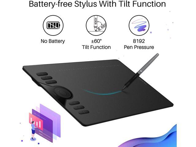 Drawing Tablet HUION HS610 Graphic Tablet with Battery-Free Stylus 8192 Pen Pressure Tilt Function, 10x6.25 Inches Digital Tablet for Animation &...
