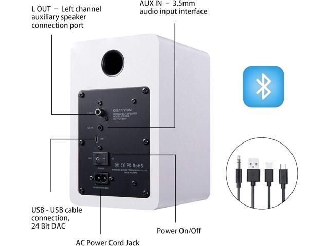 SW208 3' Active Bluetooth 5.0 Bookshelf Speakers 60W Carbon Fiber Speaker Unit - Built-in 24bit DAC Dynamic 3D Surround Sound 2.0 Computer PC...