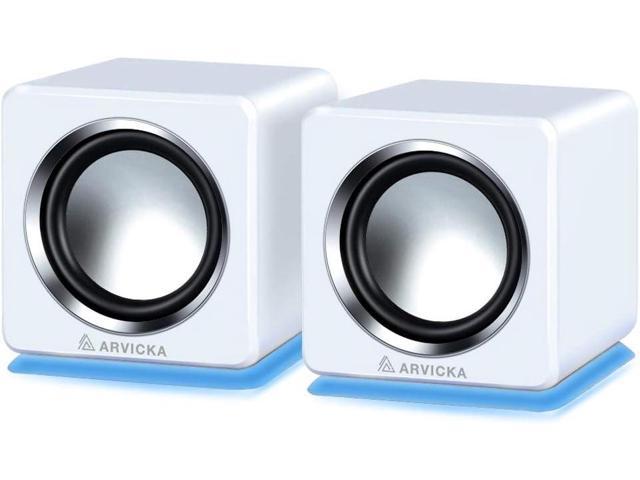 ARVICKA Computer Speakers- Small Wired External Laptop Speakers 2.0 Channel Mini Desktop Computer Speakers White photo