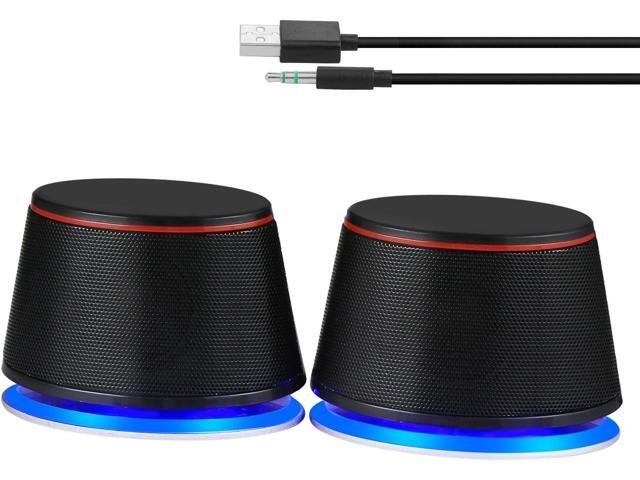 SW102 Computer Speakers, 5Wx2, Deep Bass in Small Body, Stereo 2.0 USB Powered 3.5mm Aux Multimedia Speakers, Built-in Bottom Bass Radiators, PC...