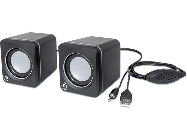 USB Powered Stereo Speaker System - Small Size - with Volume Control & 3.5 mm Audio Plug to Connect to Laptop, Notebook, Desktop, Computer - 3 Yr...
