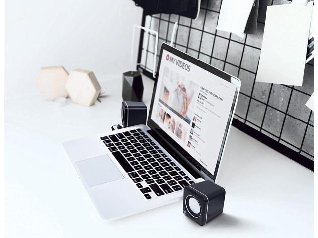 USB Powered Stereo Speaker System - Small Size - with Volume Control & 3.5 mm Audio Plug to Connect to Laptop, Notebook, Desktop, Computer - 3 Yr...